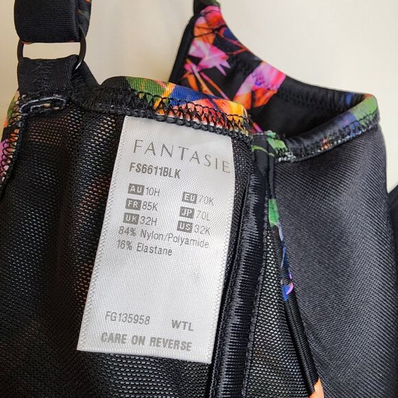 Fantasie 32H Palawan Black Padded Balcony Underwire Bikini Top - Picture 5 of 5